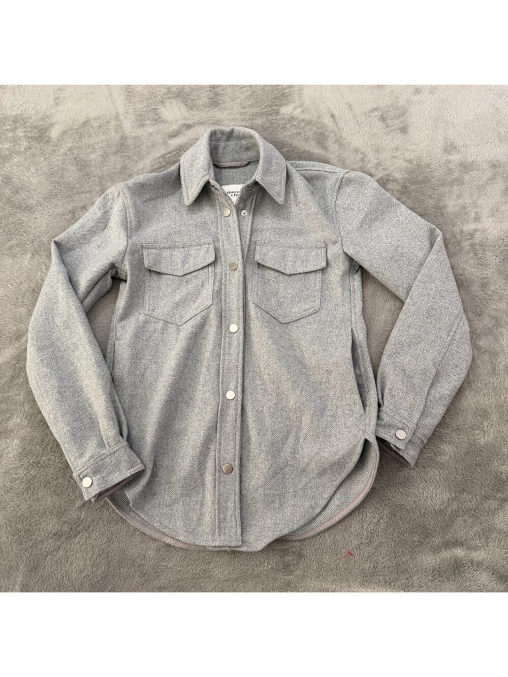 Abercrombie & Fitch Gray Oversized Shirt Jacket Shacket XXS Long Sleeve